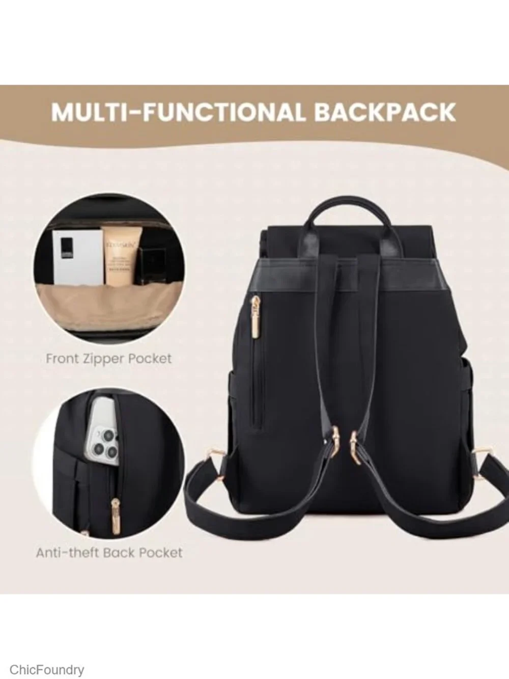 Mini Backpack for Women Lightweight Water Resistant Quilted Purse with